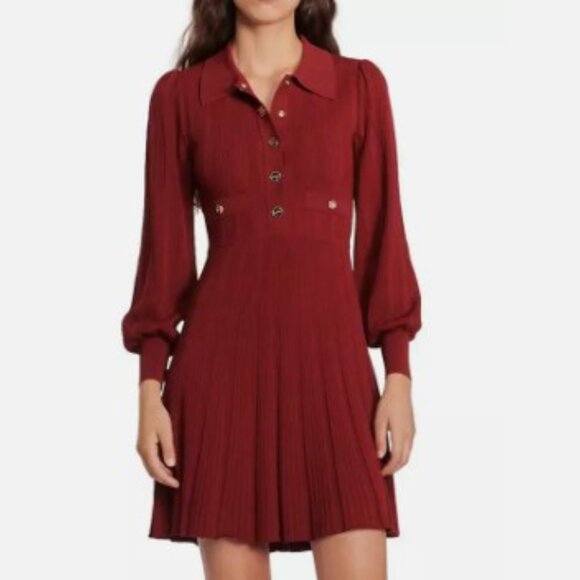 Sandro Burgundy Mini Dress - Picture 4 of 16